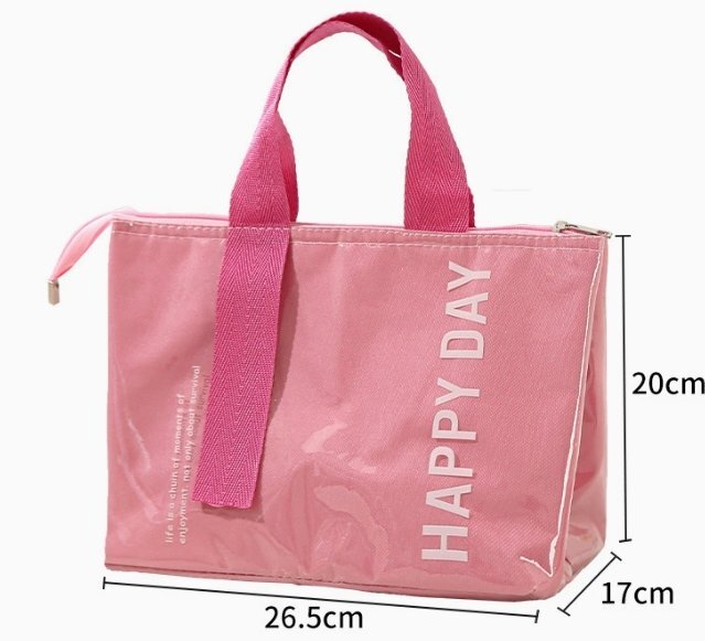 新品☆軽量 保温・保冷バック 防水 ラウンドバック・小物・手荷物入れに ピンク☆拍卖