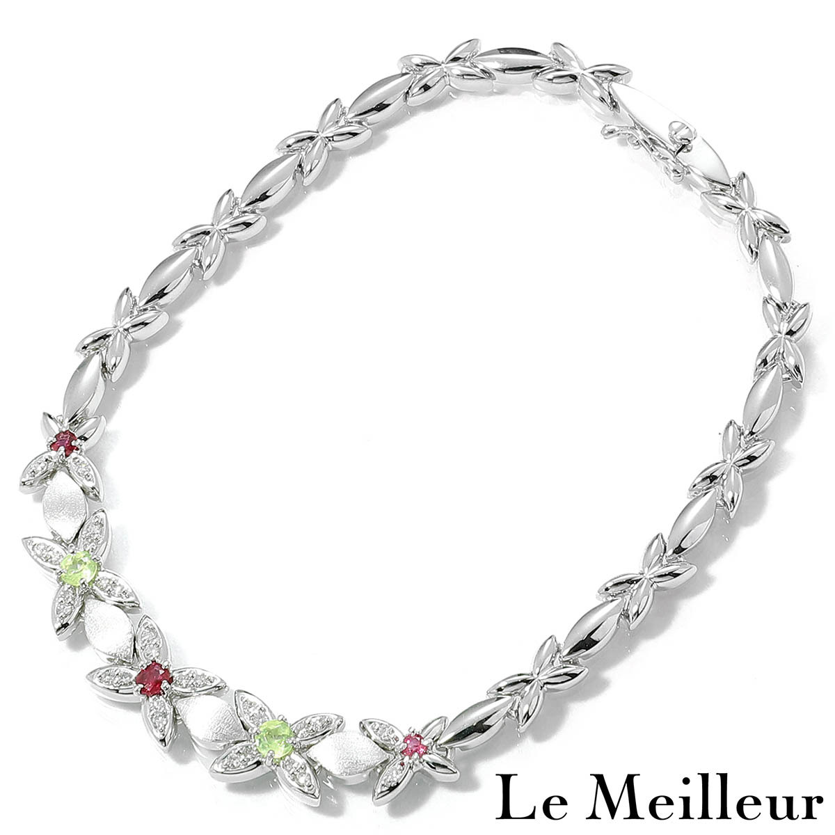 ブレスレット ルビー ペリドット 0.21ct ホワイトゴールド K14WG 中古 返品OK拍卖