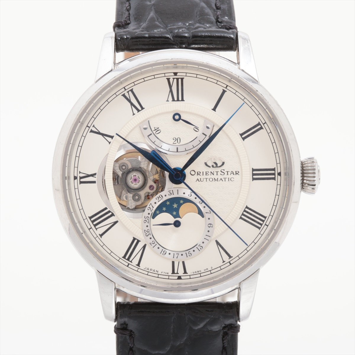 ■ 1円 ~ 正規 中古品 参定18万■ オリエントスター ORIENT STAR ■ メカニカル ムーンフェイズ クラシック ■箱保 RK-AM0001S ホワイト拍卖