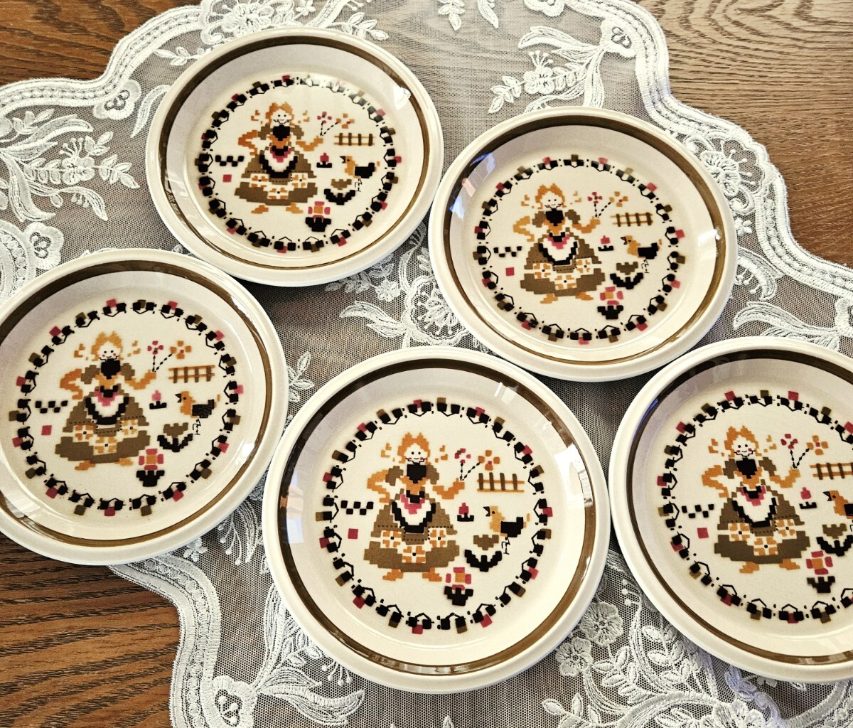 mikasa カントリーストアー クロスステッチ プレート 皿 5枚 新品拍卖