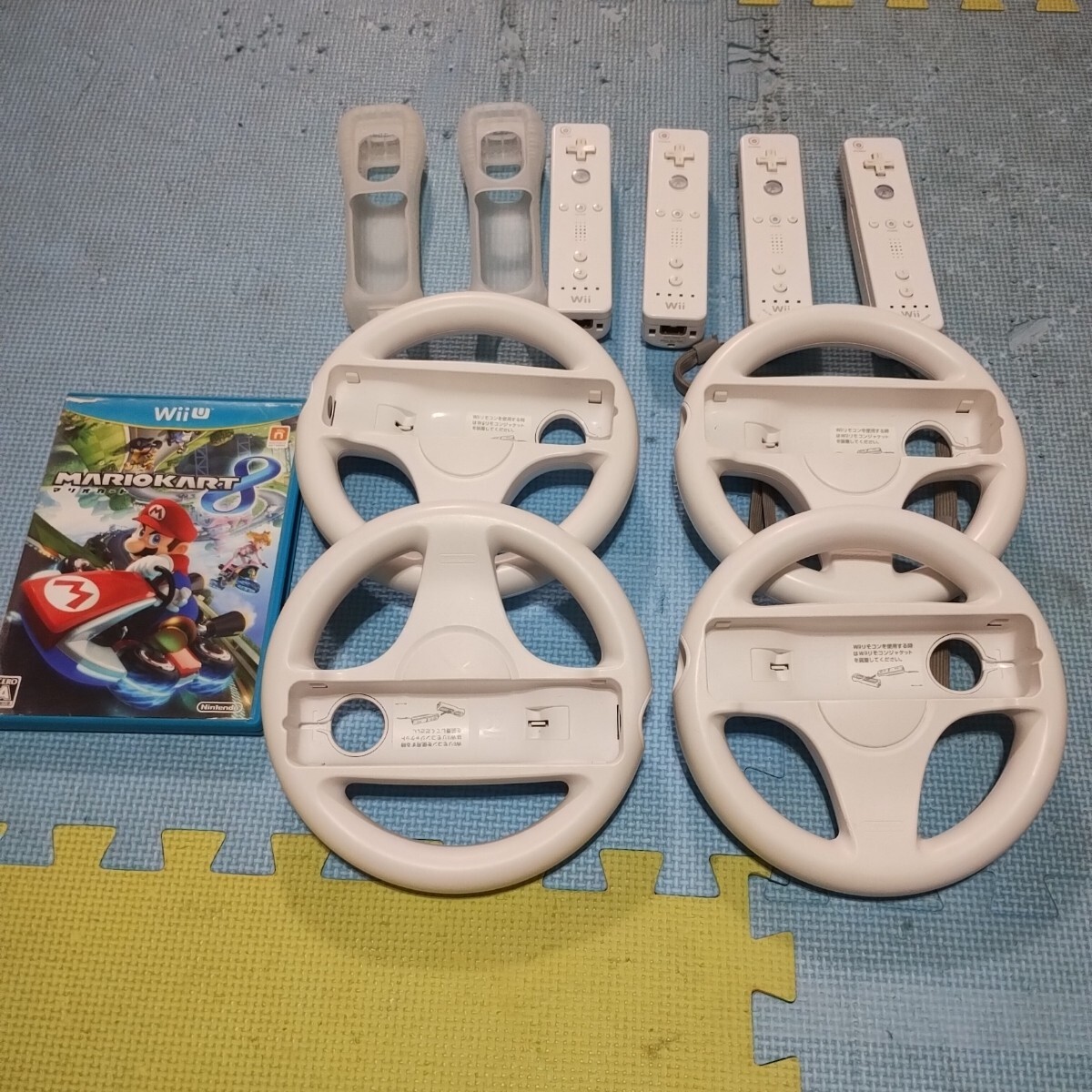 全国送料無料!WiiU マリオカート ハンドル4個 wiiリモコン4個 動作確認済拍卖