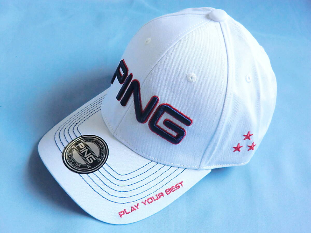 PING カラーコードカジュアルキャップ HW-N2504 フリーサイズ(57~59cm) ホワイト拍卖