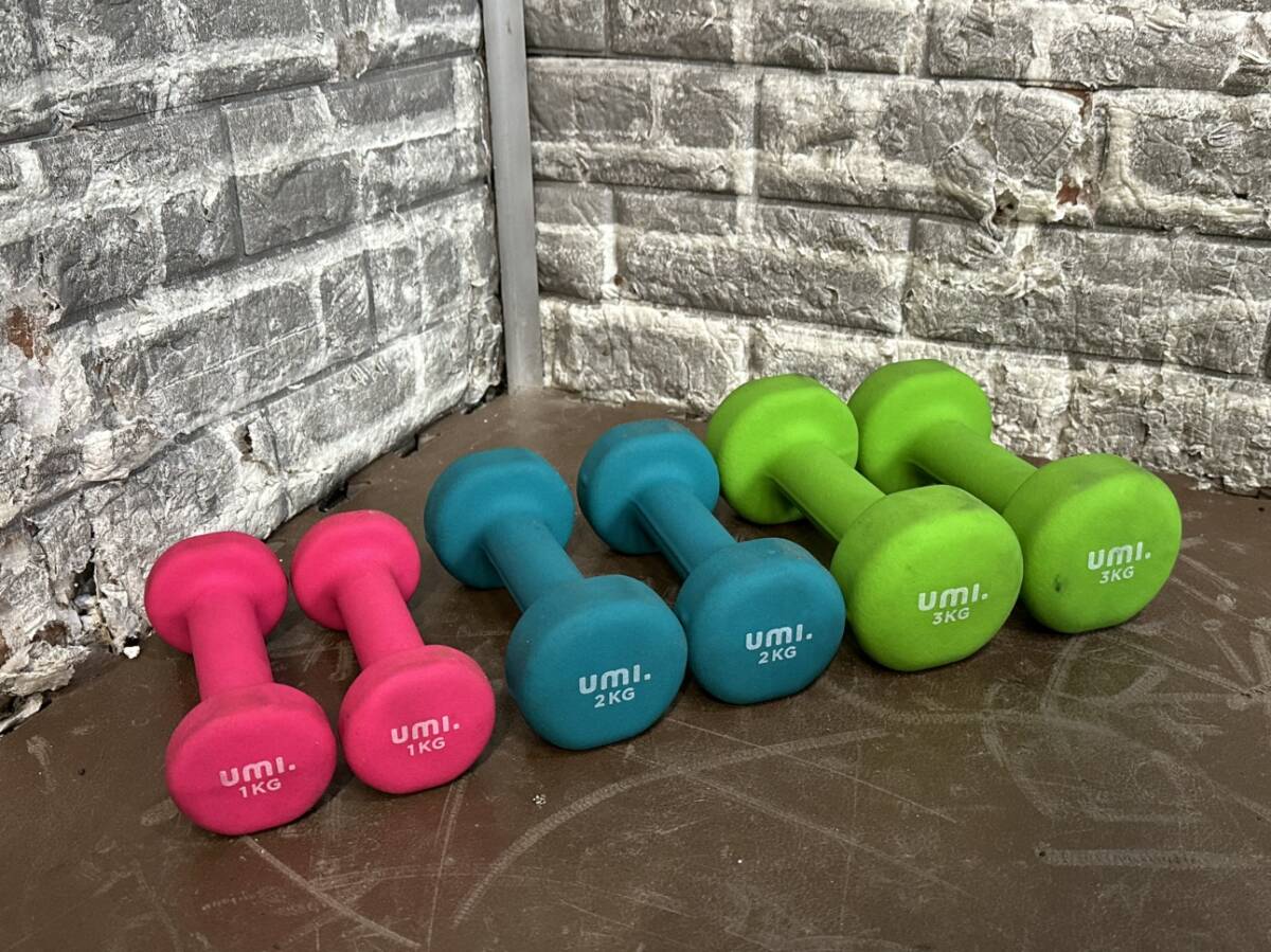 umi カラーダンベルセット 1Kg×2/2Kg×2/3Kg×2 「21554」拍卖