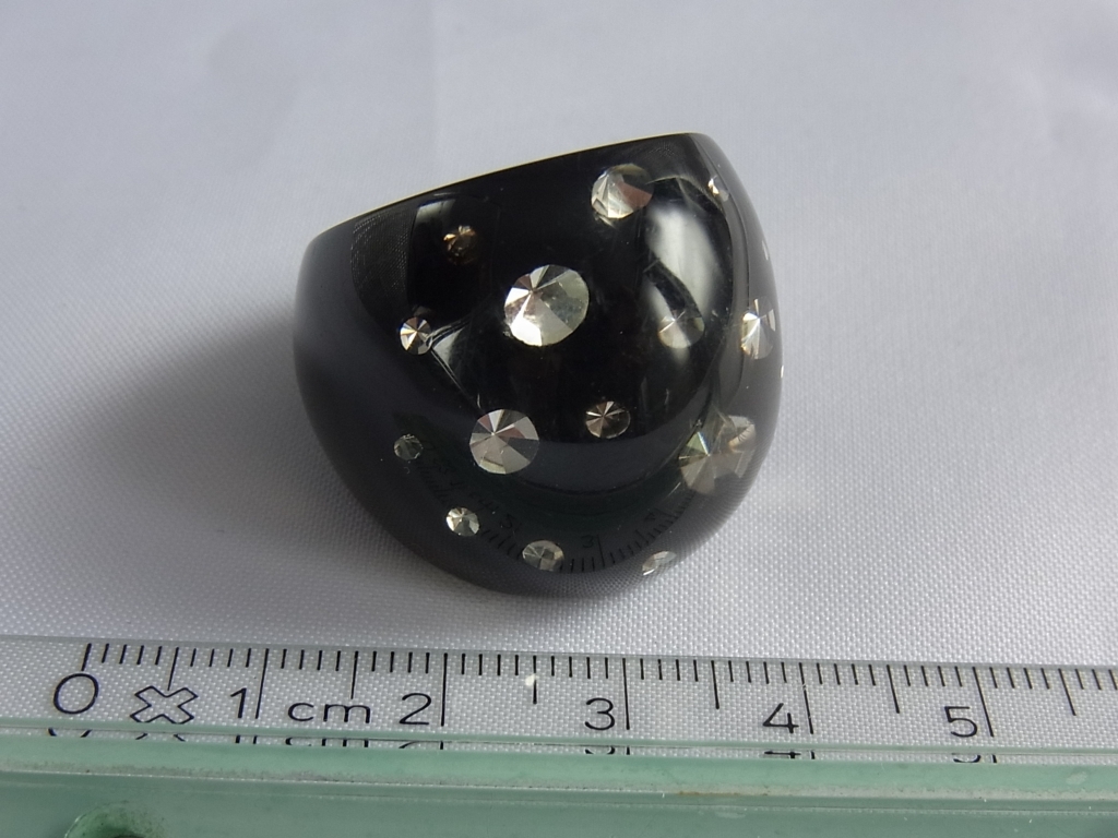 ★SILVER 925 シルバー x アクリル? ブラック リング/USED拍卖