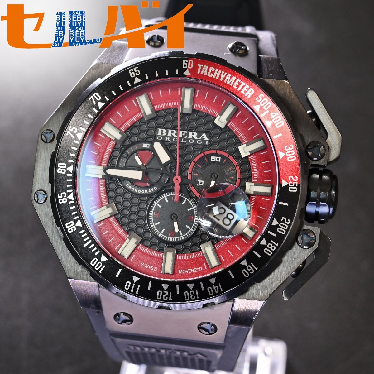 本物 美品 ブレラオロロジ 巨大54mm グランツーリスモ クロノグラフ メンズウォッチ 男性用腕時計 純正ベルト 尾錠 BRERA OROLOGI拍卖