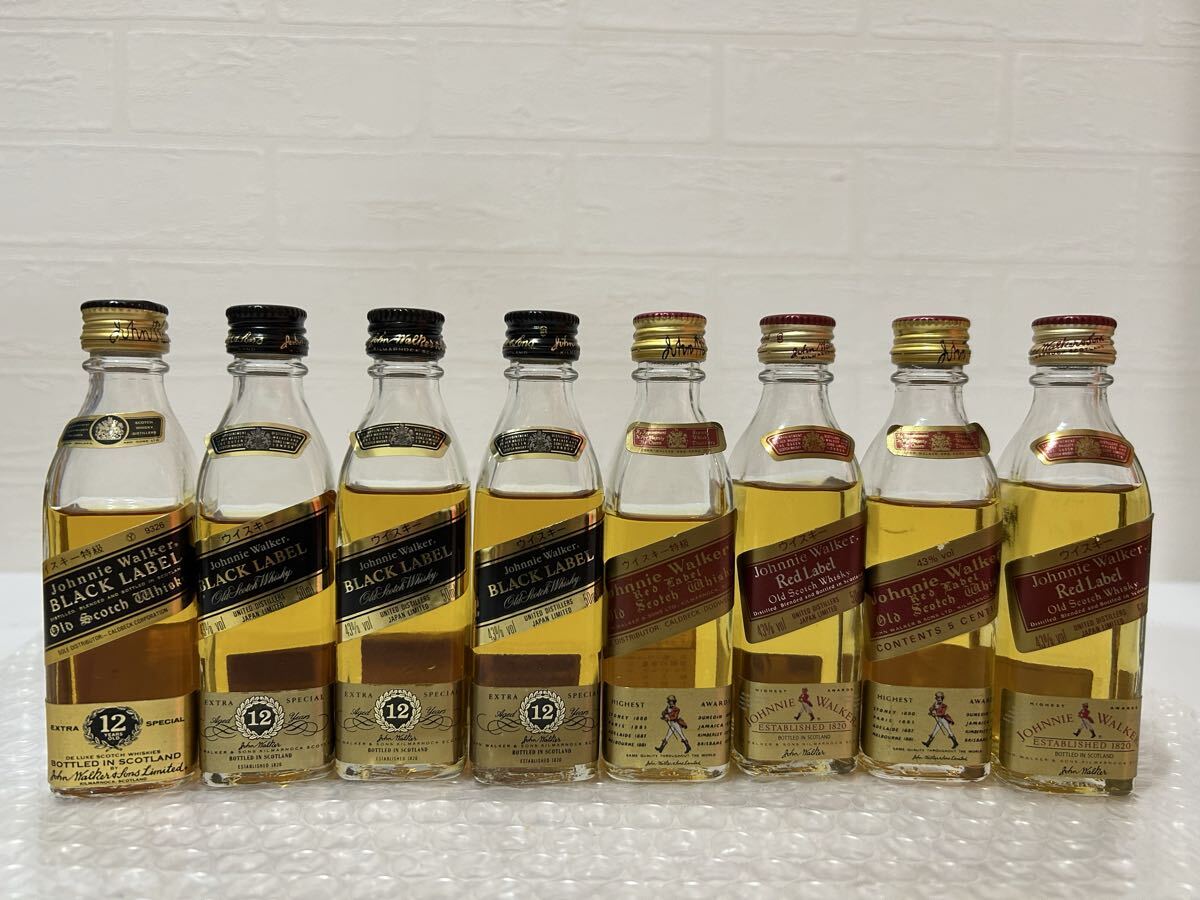 ☆ジョニーウォーカー ブラック・レッド ミニボトルセット※液面低下あり ☆50ml ☆ウイスキー ☆古酒 ☆セットお得拍卖