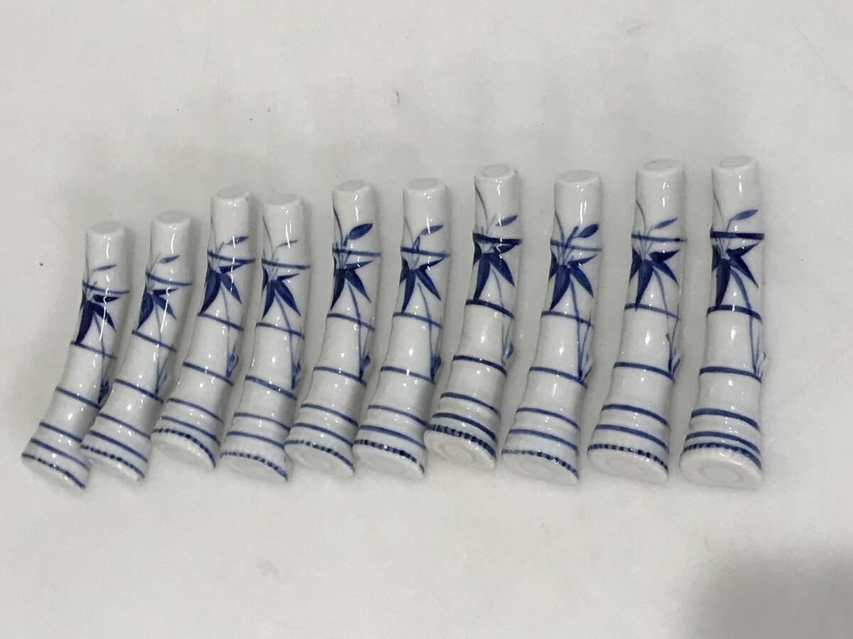 HG8829 箸置き タケノコ 10個まとめて 長さ約7.5cm 筍 陶器製 和食器 縁起物 拍卖