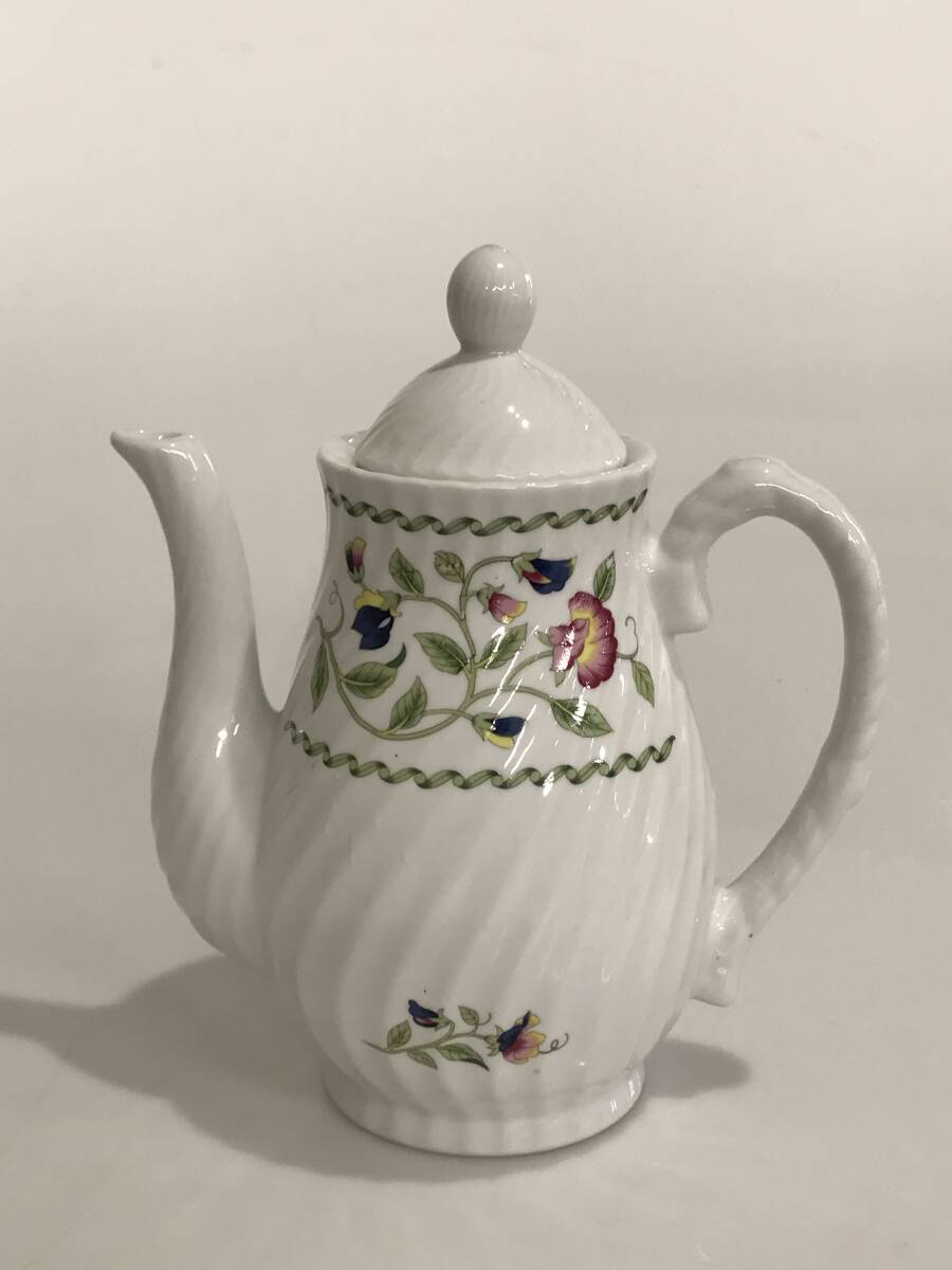 HG8823 クローバー ティーポット Clover Fine China 高さ約20.5cm 花柄 ホワイト拍卖