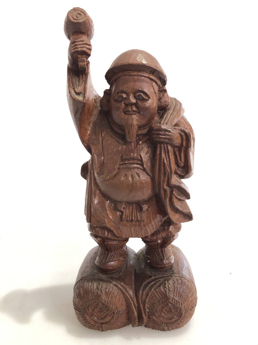 HB5100 木製 木彫り 七福神 大黒天 縁起物 置物 和風拍卖