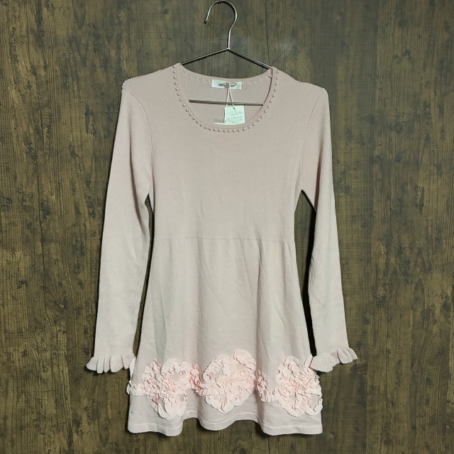 C42◇GALLERY VISCONTI DONNA | ギャラリービスコンティ ニットワンピース ピンク レディース 2サイズ 中古品拍卖