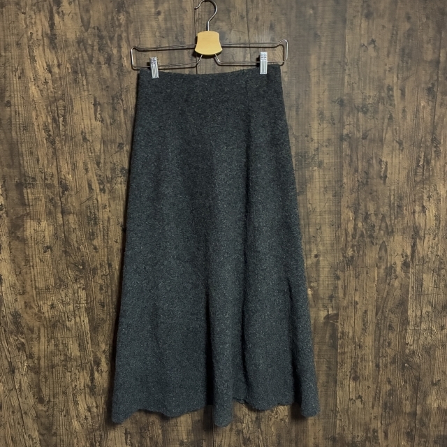 C48◇Mila Owen | ミラオーウェン ウールブレンド フレアスカート チャコールグレー レディース 1サイズ 中古品拍卖