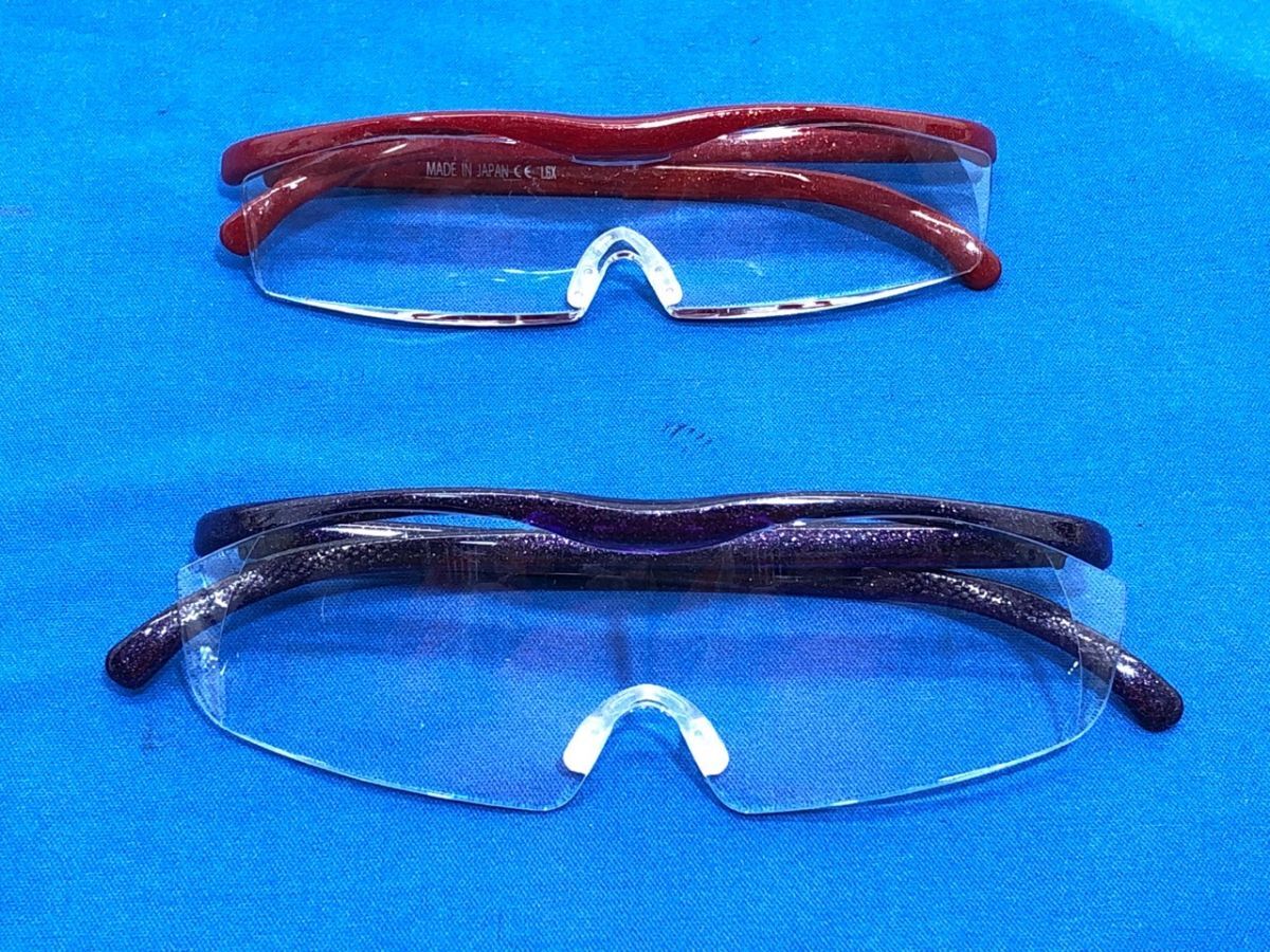 10/073 【傷・汚れ有り】 Hazuki ハズキルーペ まとめ 2点 パープル 1.32X / レッド 1.6X 拡大鏡拍卖
