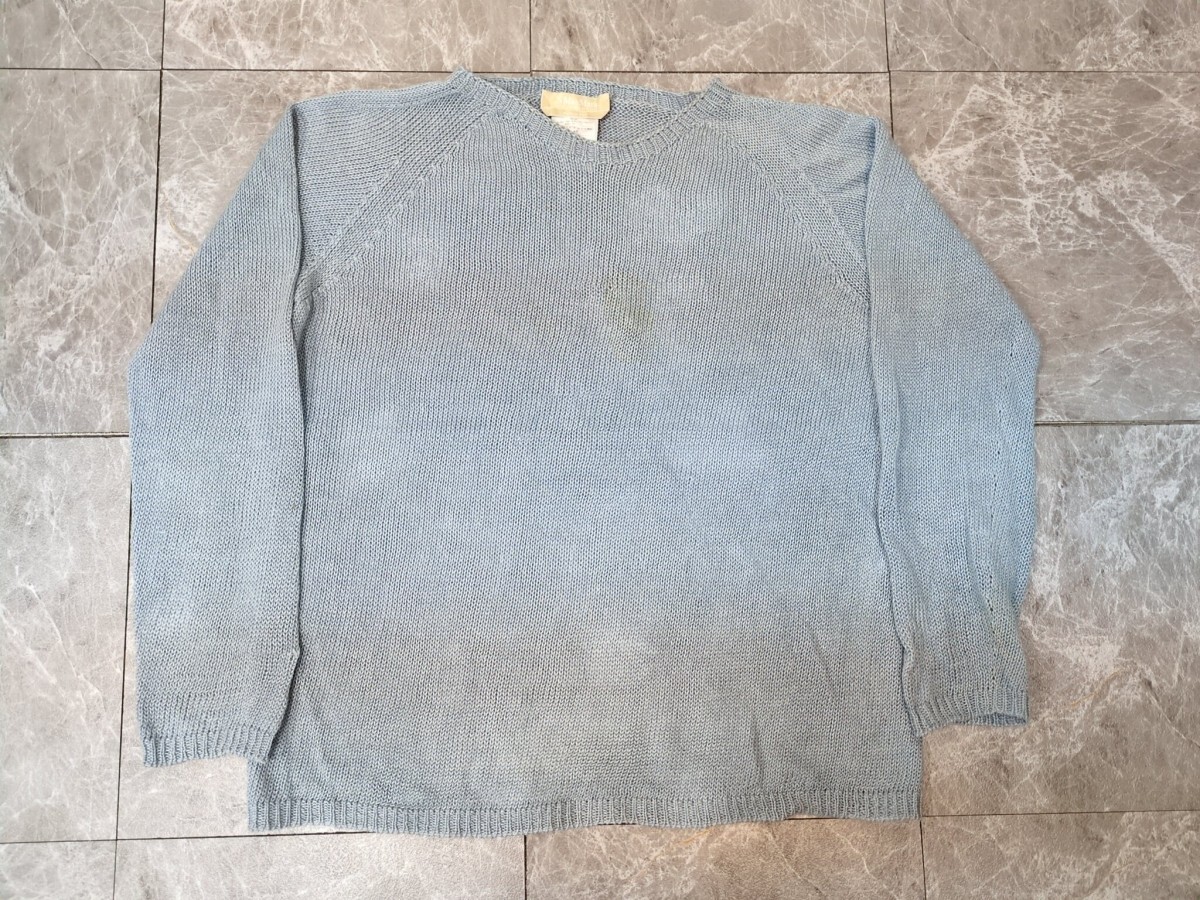 17. リネン100% MAXMARA イタリア製 ラグラン ニット セーター マックスマーラ レディースL 水色系拍卖