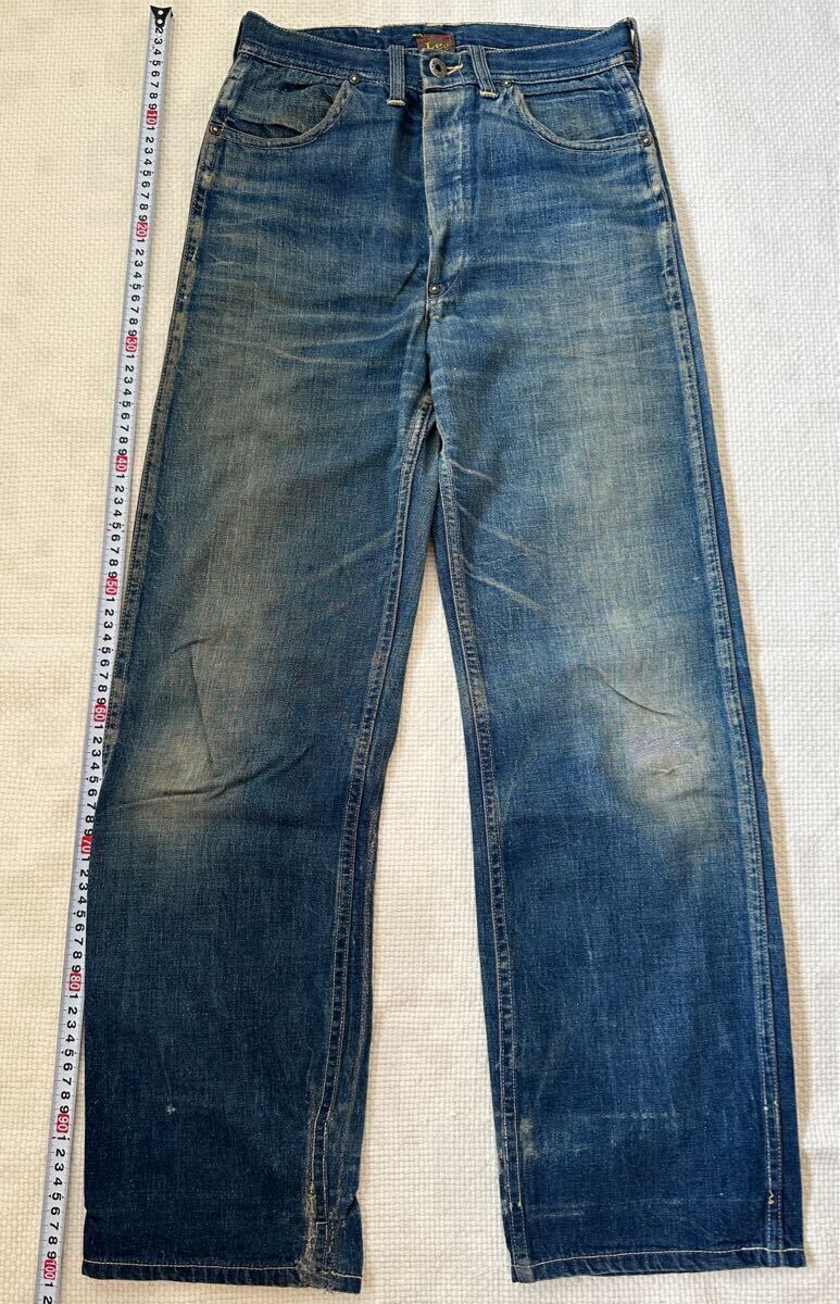 ヴィンテージ 40s Lee リー 大戦 COWBOY 斜体 センター赤タグ 101B WW ドーナツボタン VINTAGE カウボーイ 50s拍卖
