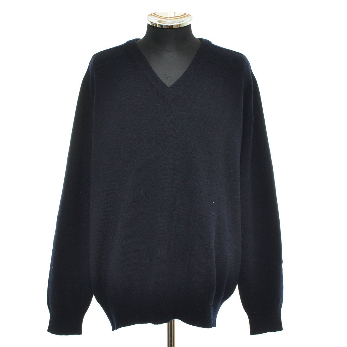 ◆563728 L.L.Bean エルエルビーン ◇ニット セーター Vネック スコットランド製 サイズM メンズ ネイビー拍卖