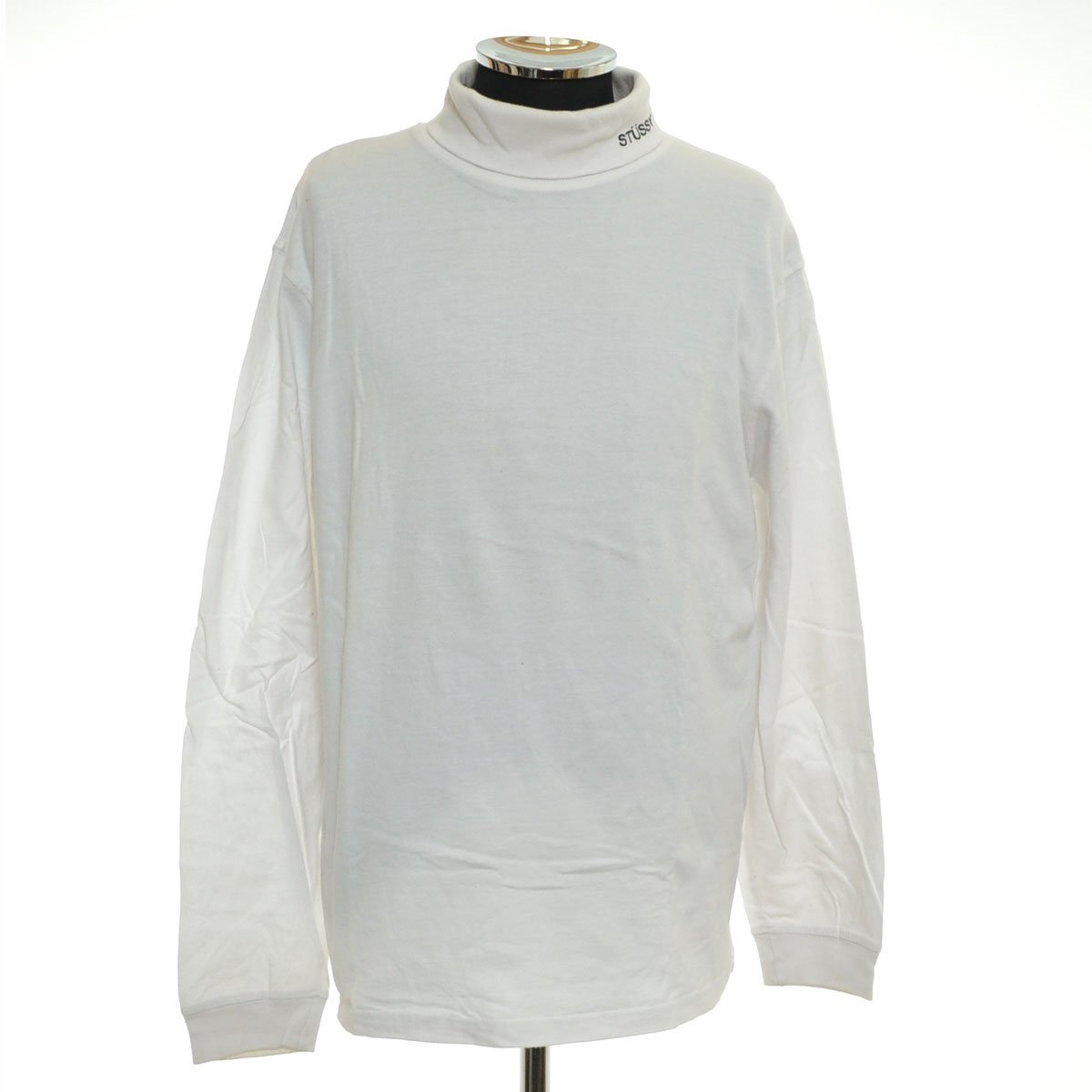 ◆565306 STUSSY ステューシー ◇長袖 Tシャツ タートルネック ロゴ刺繍 サイズM メンズ インド製 ホワイト拍卖