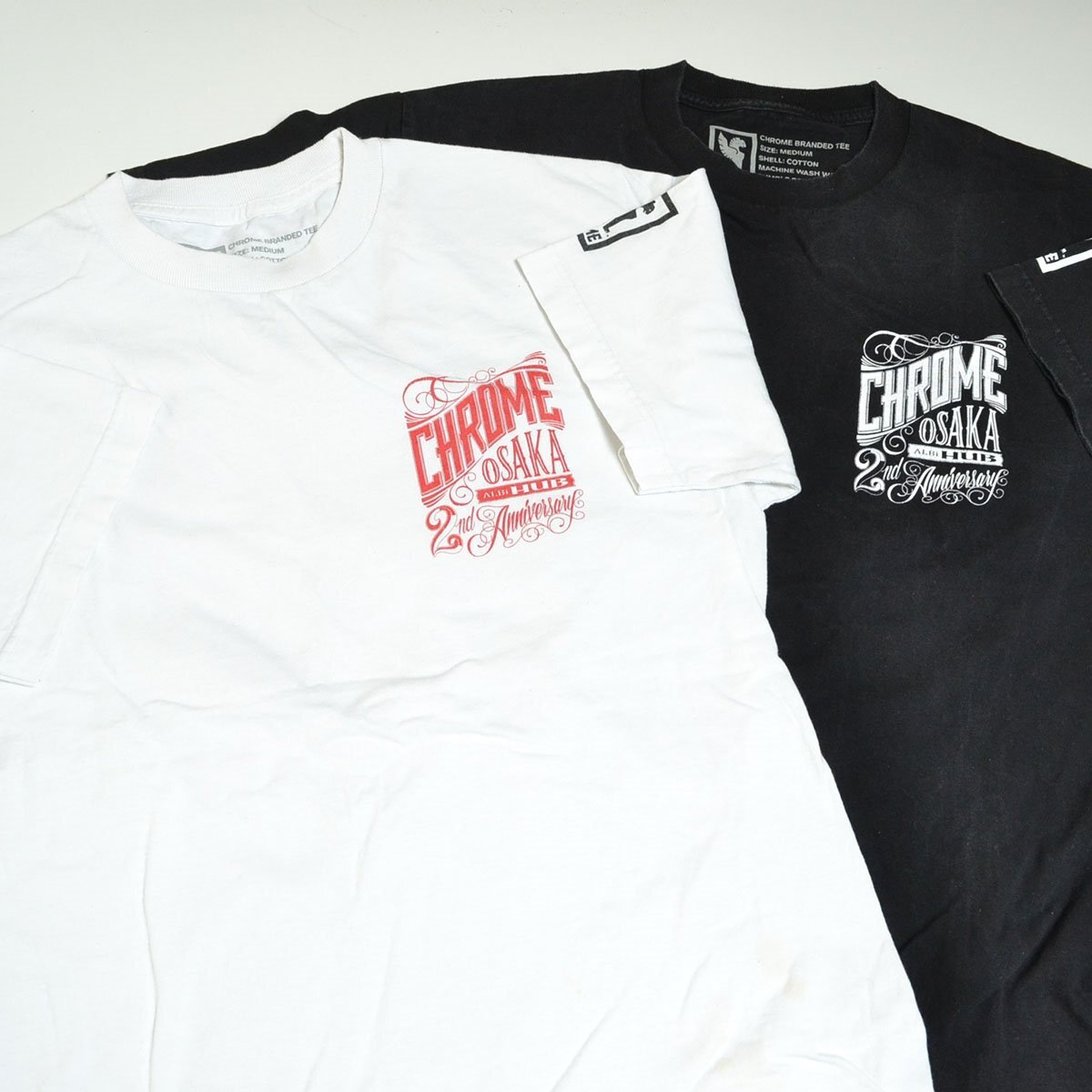 ◆530296 CHROME クローム ◇Tシャツ 2枚セット 色違い 同サイズ サイズM メンズ ブラック ホワイト拍卖