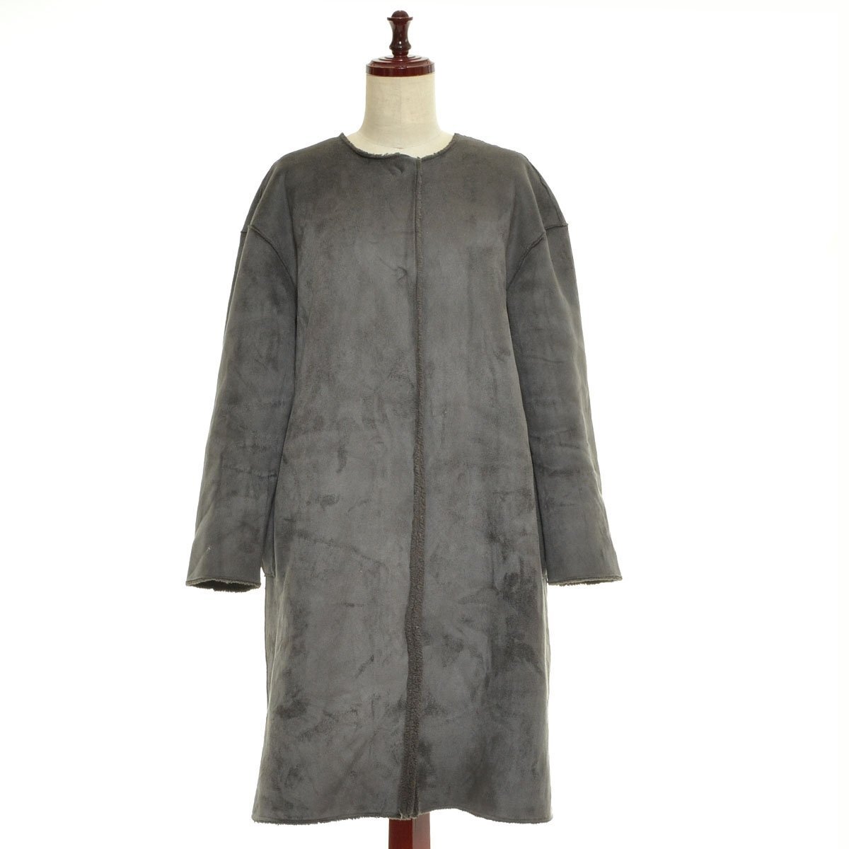 ◇557743 GREEN LABEL RELAXING UNITED ARROWS ◆リバーシブルロングコート ムートン 3625-105-1346 サイズ36 ノーカラー レディース拍卖