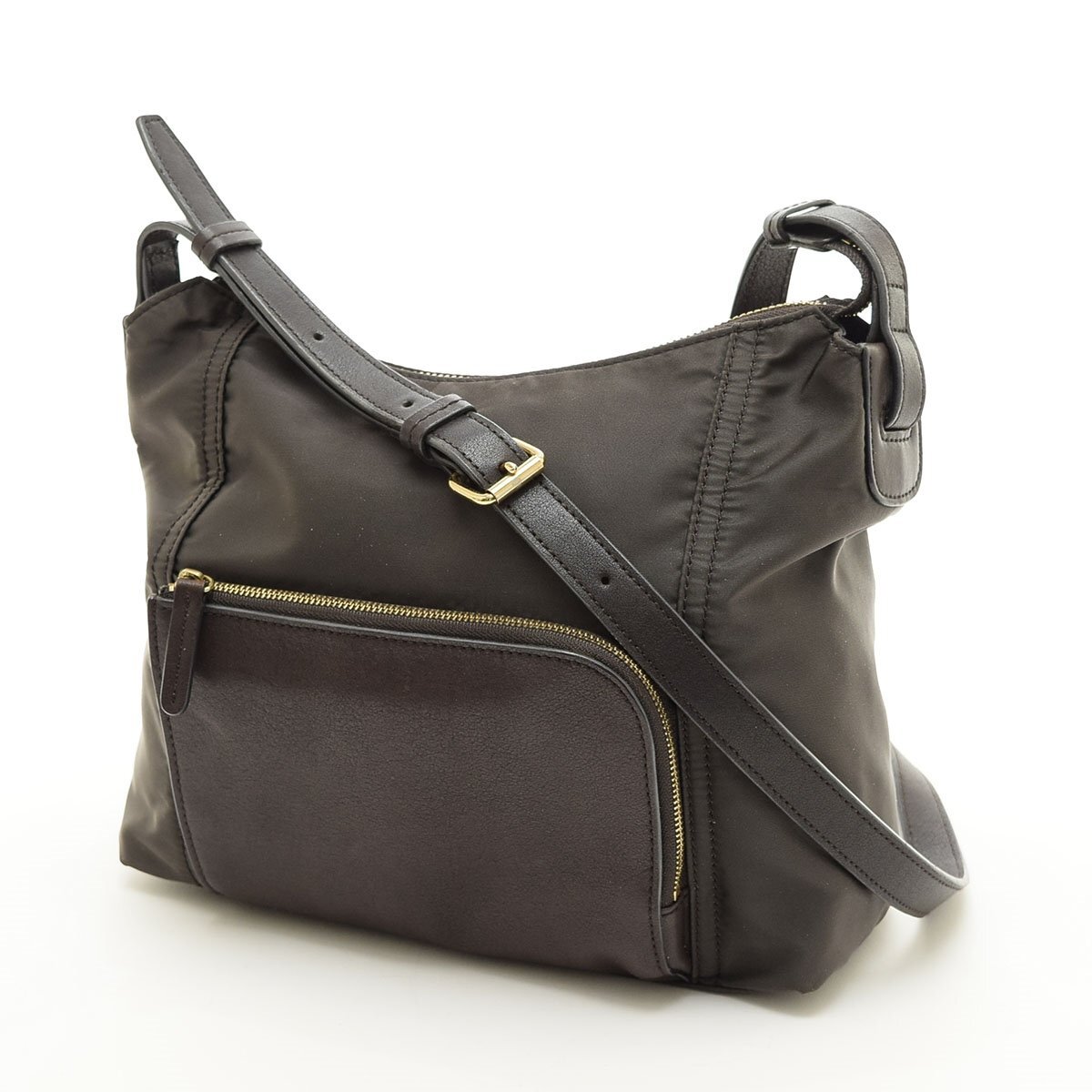 ◇565853 CHARLES JOURDAN シャルルジョルダン ショルダーバッグ ナイロン レザー レディース ブラウン カーキ拍卖