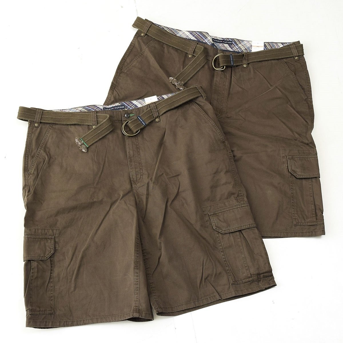 ◆534590 未使用品 TOMMY HILFIGER トミーヒルフィガー ◇カーゴパンツ 2枚セット ハーフ サイズW42 ビッグサイズ メンズ ブラウン拍卖