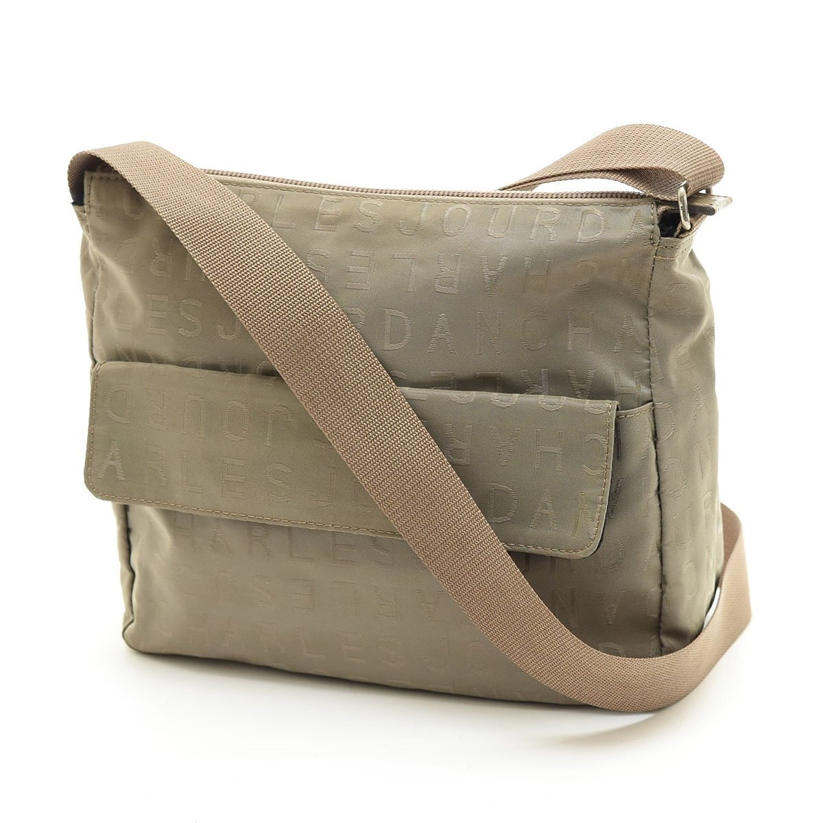 ◇565855 CHARLES JOURDAN シャルルジョルダン ショルダーバッグ ロゴグラム ナイロンバッグ 軽量 レディース ベージュ系拍卖