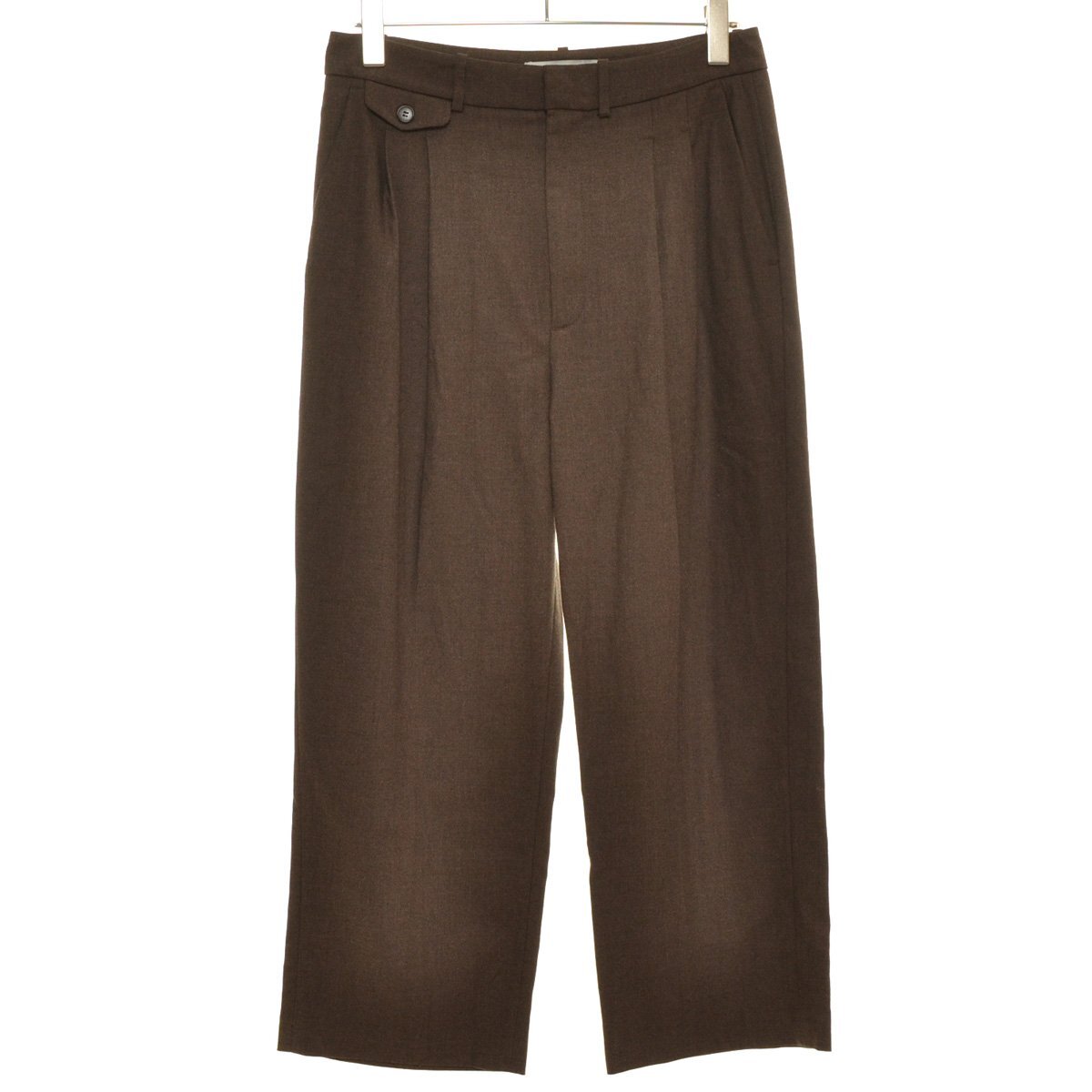 ◇430141 ZARA ザラ ツータックスラックス ワイドレッグパンツ サイズM レディース チャコールブラウン拍卖