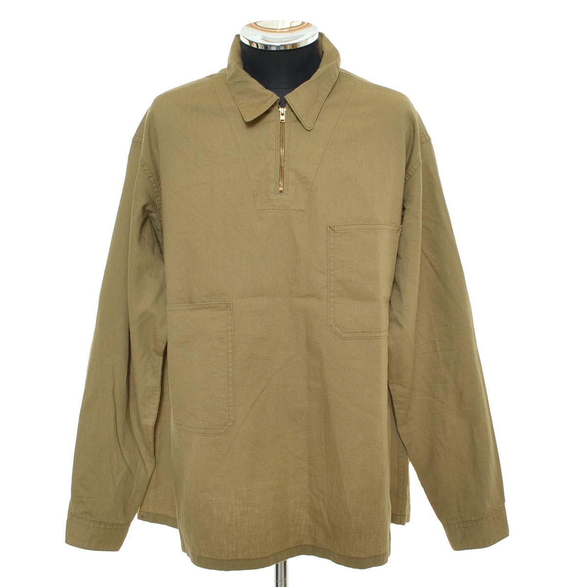 ●566687 Nigel Cabourn ナイジェルケーボン ●プルオーバーシャツ 長袖 POH SHIRT COTTON LINEN 80400010020 46 メンズ 日本製 カーキ拍卖