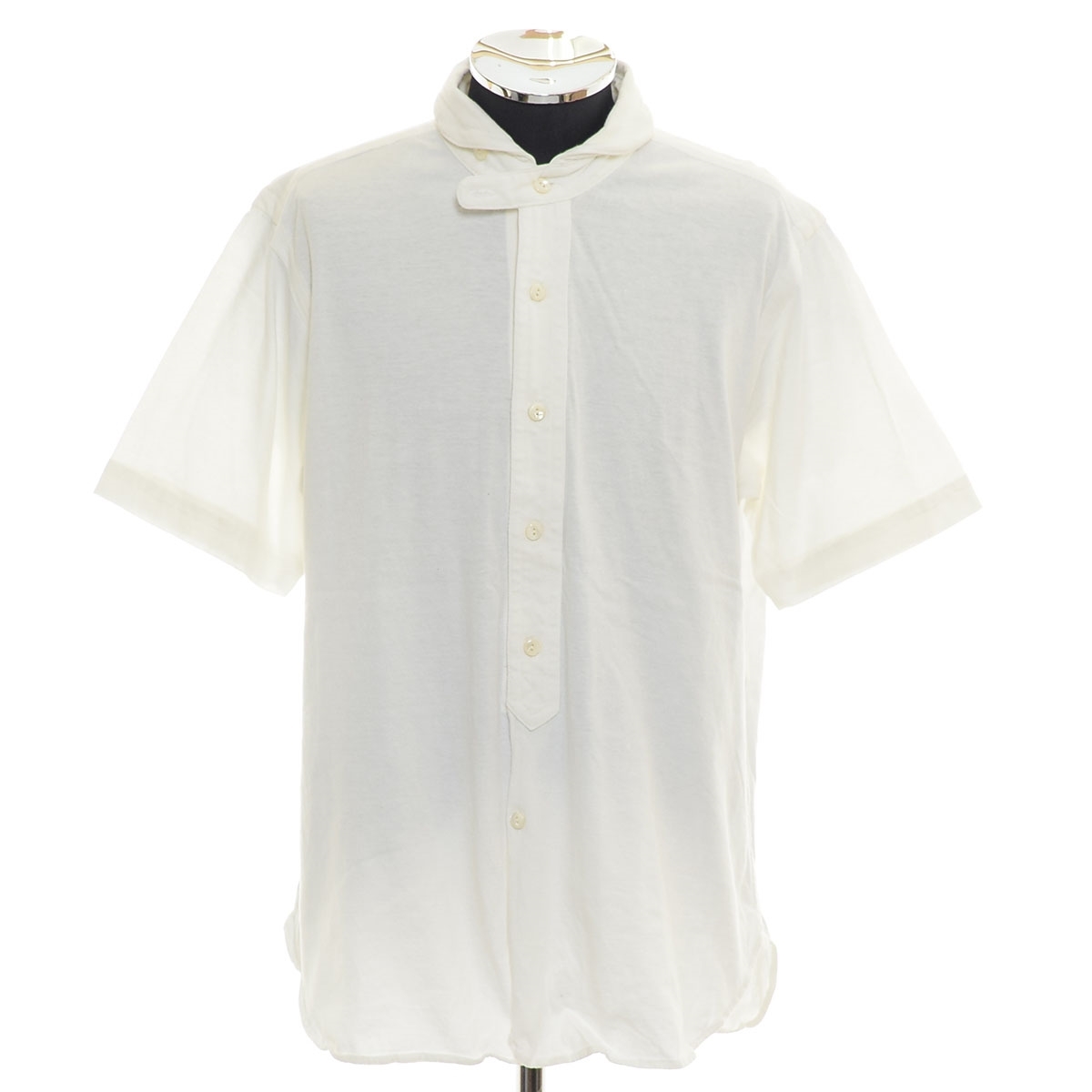 〇561137 HAVERSACK ハバーサック ○半袖シャツ フェイクプルオーバー 丸襟 サイズL メンズ 日本製 ホワイト拍卖