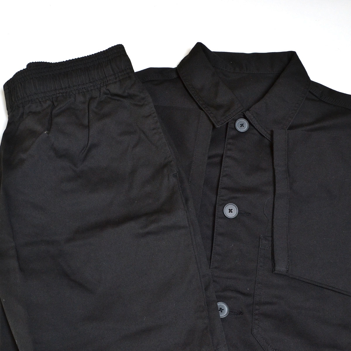 〇565314 GU ジーユー ○セットアップ シェフシャツ シェフパンツ 332633/331859 サイズXL メンズ ブラック拍卖