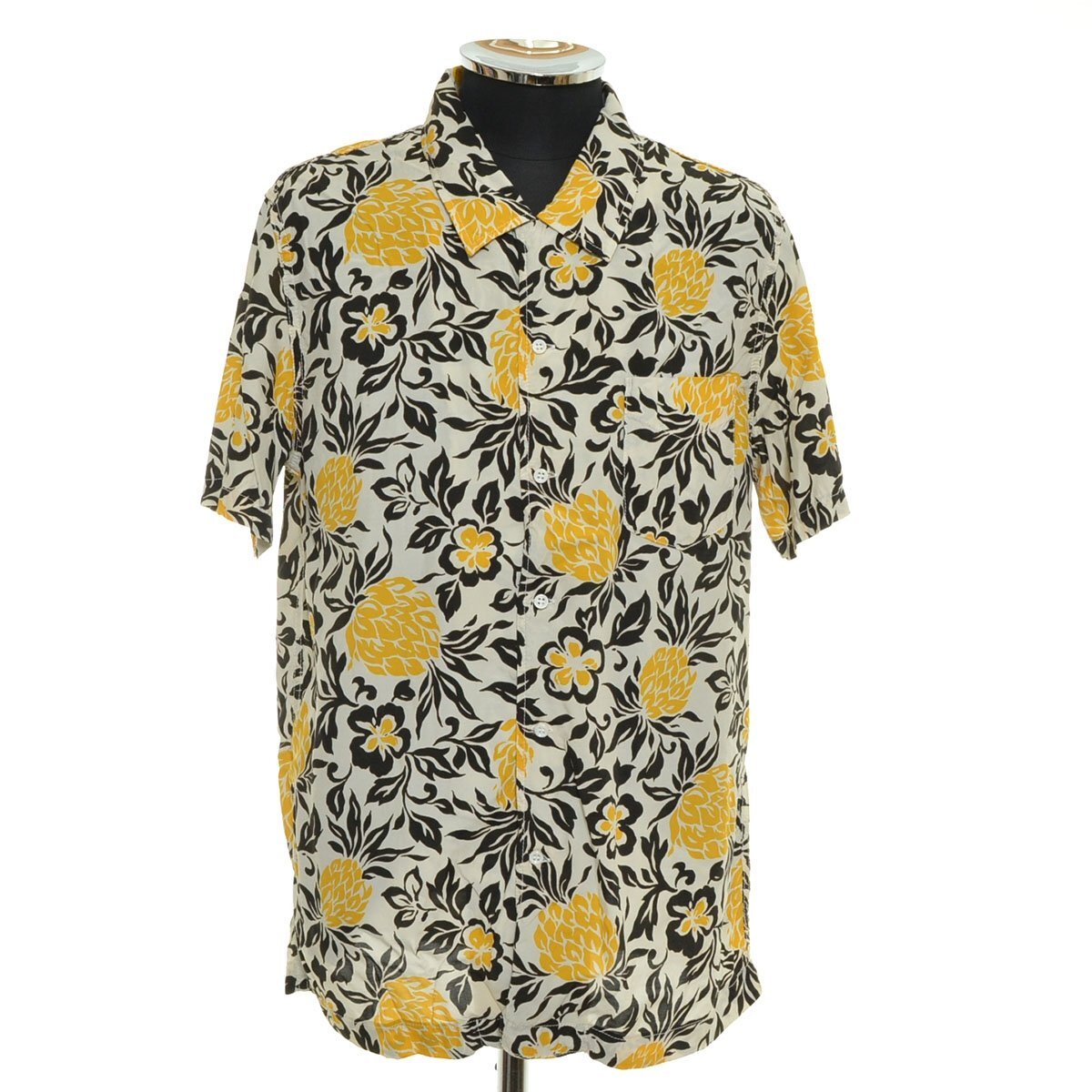 ◆565347 REMI RELIEF レミレリーフ ◇アロハシャツ 半袖 サイズL メンズ 日本製 ホワイト 総柄拍卖