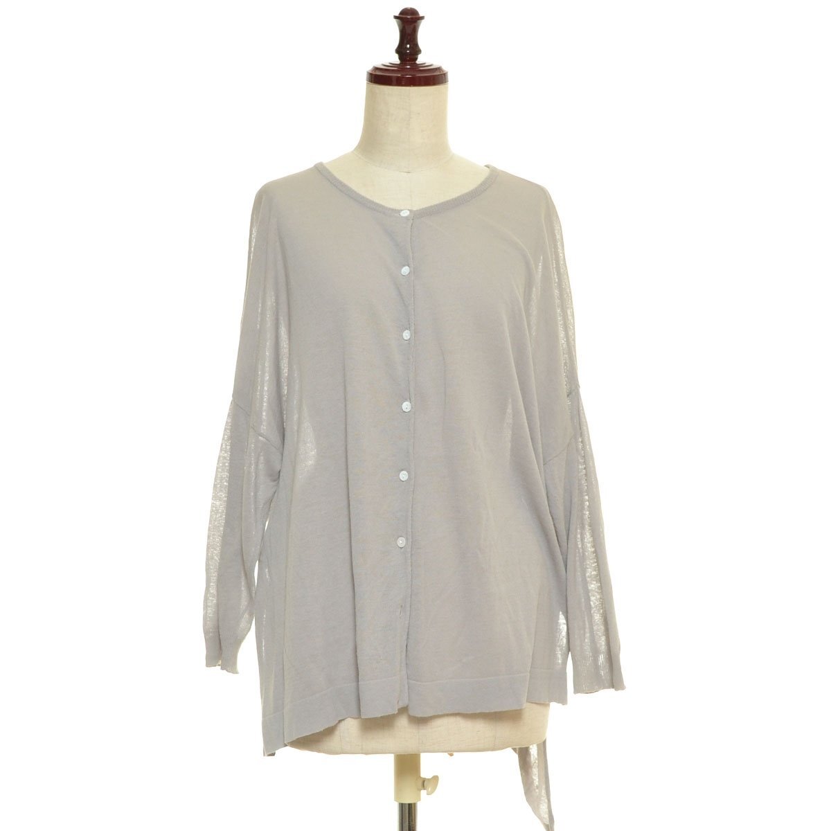 ◇565963 mizuiro ind ミズイロインド ◆カーディガン シアー ハイゲージニットカーディガン レディース グレー拍卖