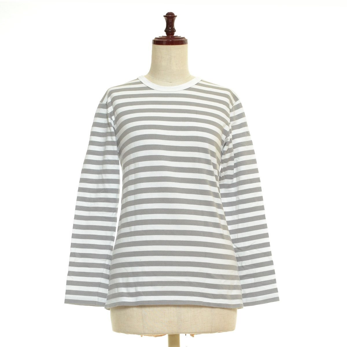 ◇566050 agnes b. アニエスベー ◇長袖Tシャツ ボーダーロンT サイズT1 レディース 日本製 グレー ホワイト拍卖