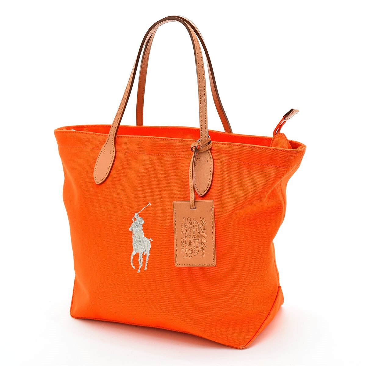 ◇567517 RALPH LAUREN ラルフローレン トートバッグ ポニー刺繍キャンバストート レディース オレンジ拍卖