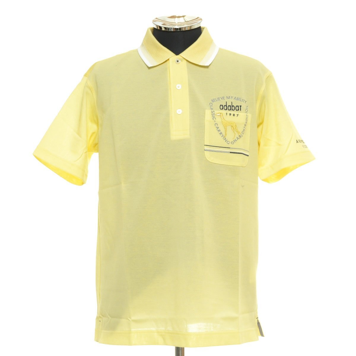 ◆567561 未使用品 adabat アダバット ワールド ◇ポロシャツ 半袖 サイズ46 メンズ イエロー拍卖