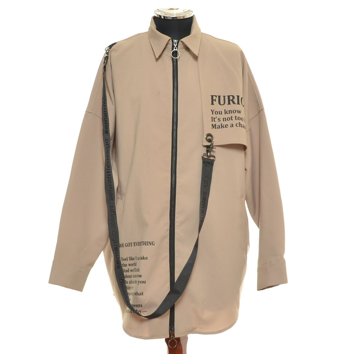 ◆567105 semanticdesign セマンティックデザイン ◇シャツ 21AW ベルト付き長袖ルーズロングシャツ サイズL メンズ ベージュ拍卖