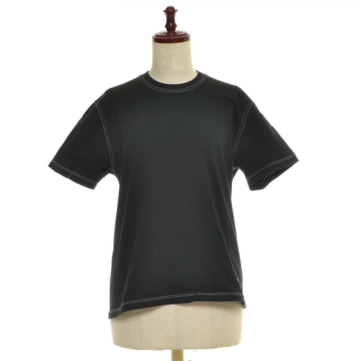 ◇559274 DANTON ダントン ◆半袖Tシャツ カラーステッチ プレーン ロゴT JD-9212 サイズ34 レディース ブラック 無地拍卖