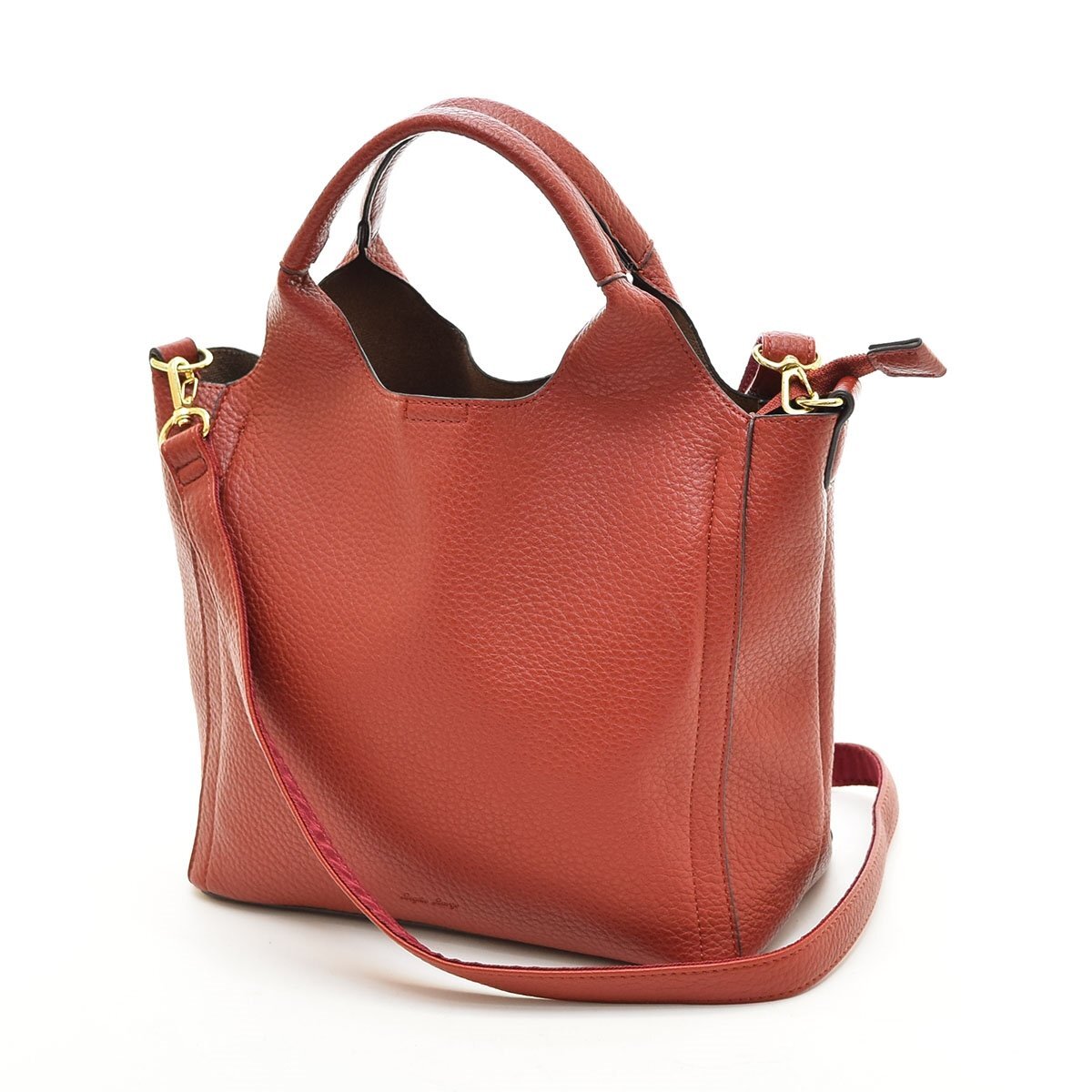 ◇567802 Legato Largo レガートラルゴ 2WAYトートバッグ ショルダーバッグ レトロシボ LH-D1373 PUレザー 柔らか軽量 レッドブラウン拍卖