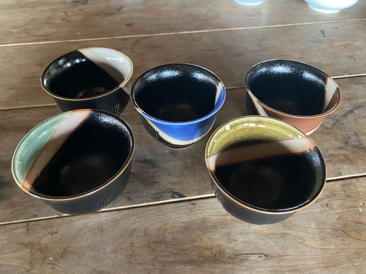 【送料無料】 陶器 小鉢 湯呑み 碗口直径9cm 深さ6.5cm 5個セット拍卖