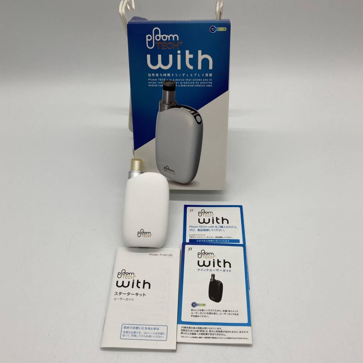 tt16791 ploom tech+ with プルームテック プラス ウィズ 通電確認済み 箱付き 白色 使用感薄め 中古品拍卖