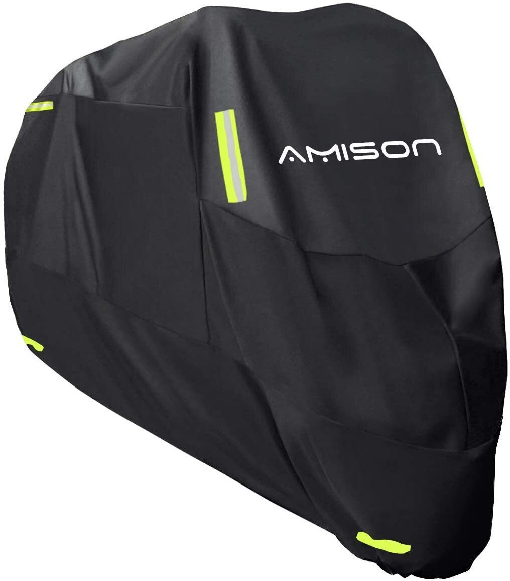 Amison バイクカバー 300D厚手 二重塗装 防水 紫外線防止 バイク用車体カバー 盗難防止 収納バッグ付き拍卖
