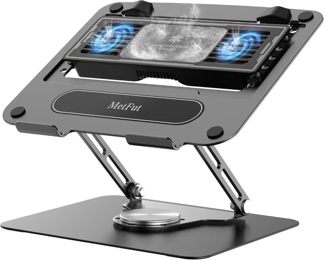 MetFut ノートパソコン冷却台 【2025新登場】 取り外し可能な熱電冷却器 ペルチェ素子冷却パッド 調節可能&360度回転スタンド拍卖
