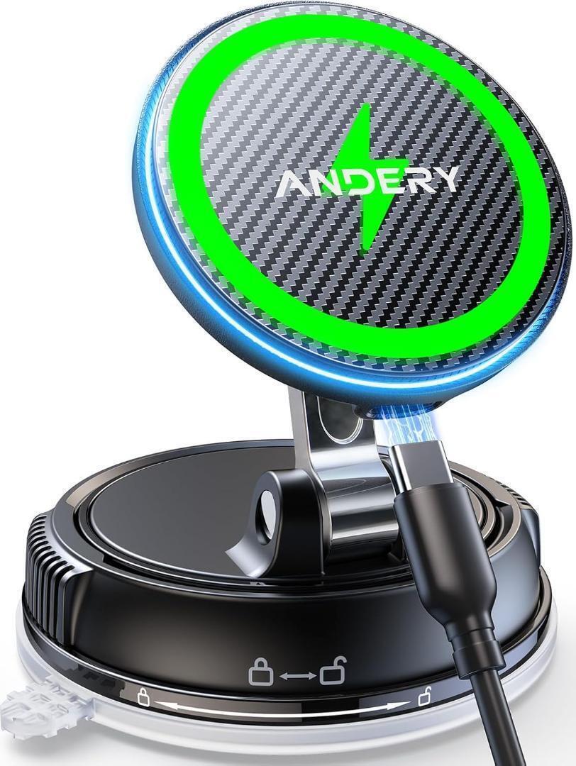 スマホホルダー 車 ワイヤレス充電 マグネット【15W急速充電+真空吸盤の最強コンビ】安定性拔群 車 スマホスタンド拍卖
