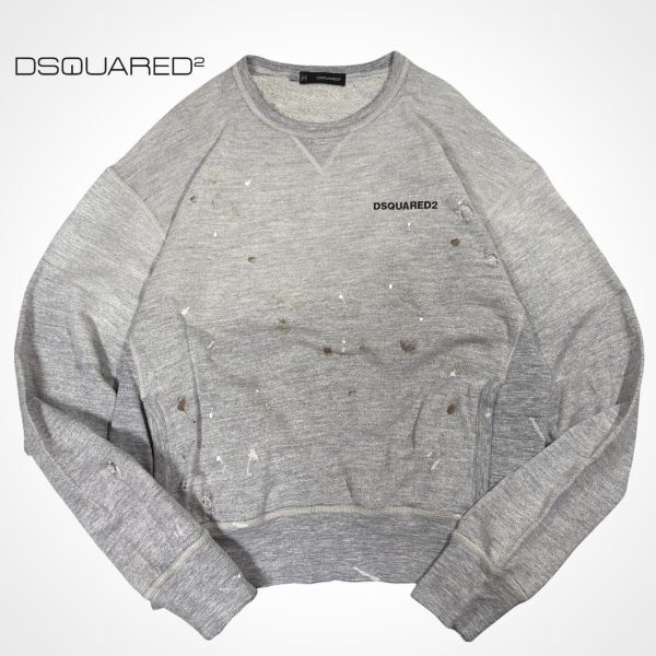 ★ダメージ&ペイント加工★両サイドポケット★DSQUARED2 スウェットsizeM ガゼット イタリア製 ディースクエアード トレーナー 古着 H0036拍卖