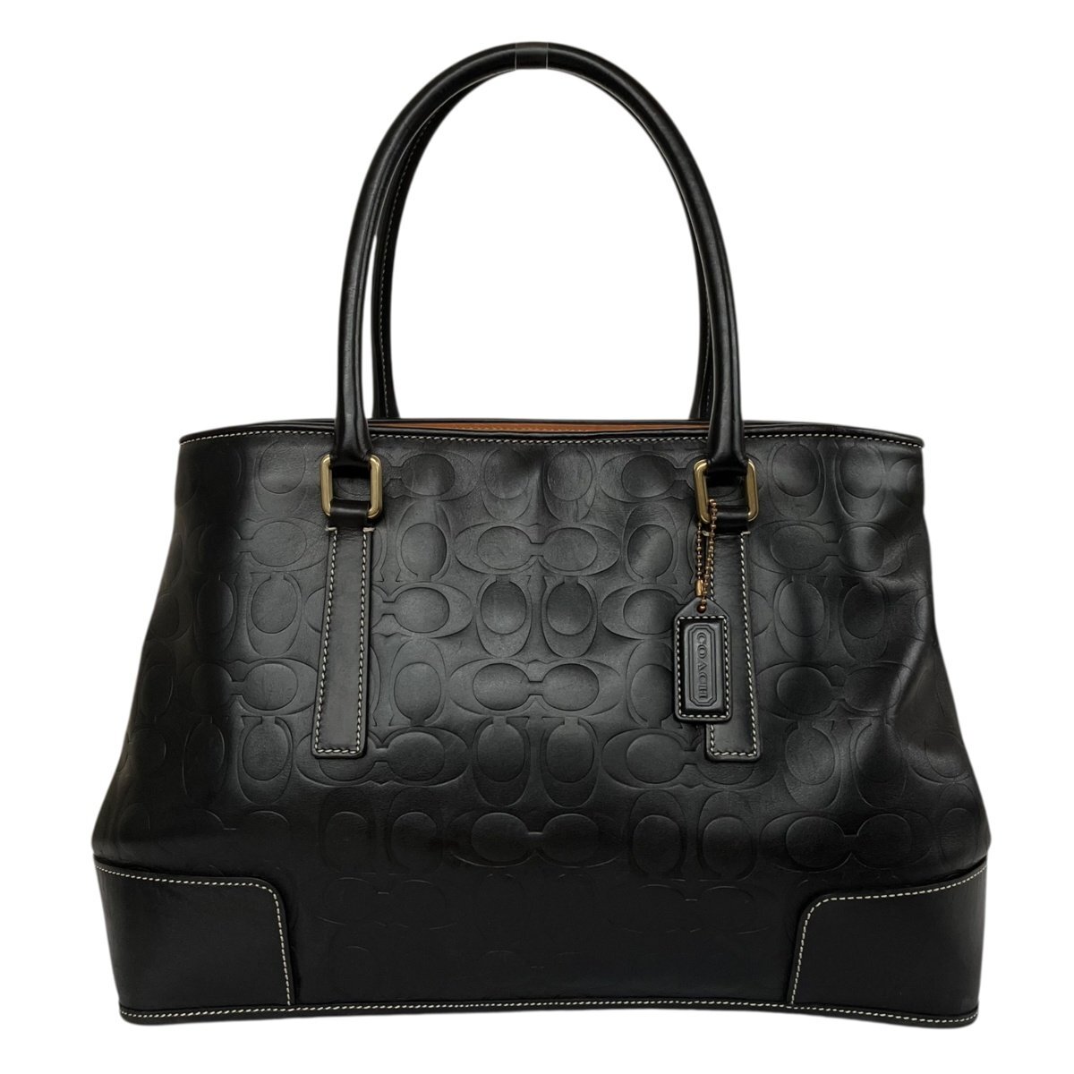 COACH コーチ 7010 シグネチャー トートバッグ ブラック系 黒 レザー 鞄 レディース【中古】拍卖