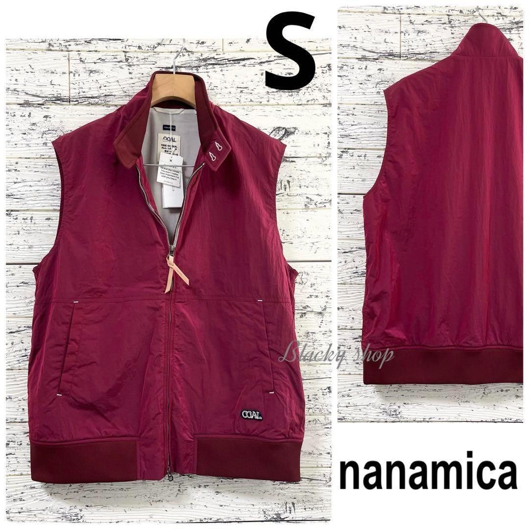 nanamica ナナミカ Zip Up Wind Vest ジップアップ ウインド ベスト レッド S 24SS ナイロン ドッグイヤーカラー リブ SUAS412U拍卖