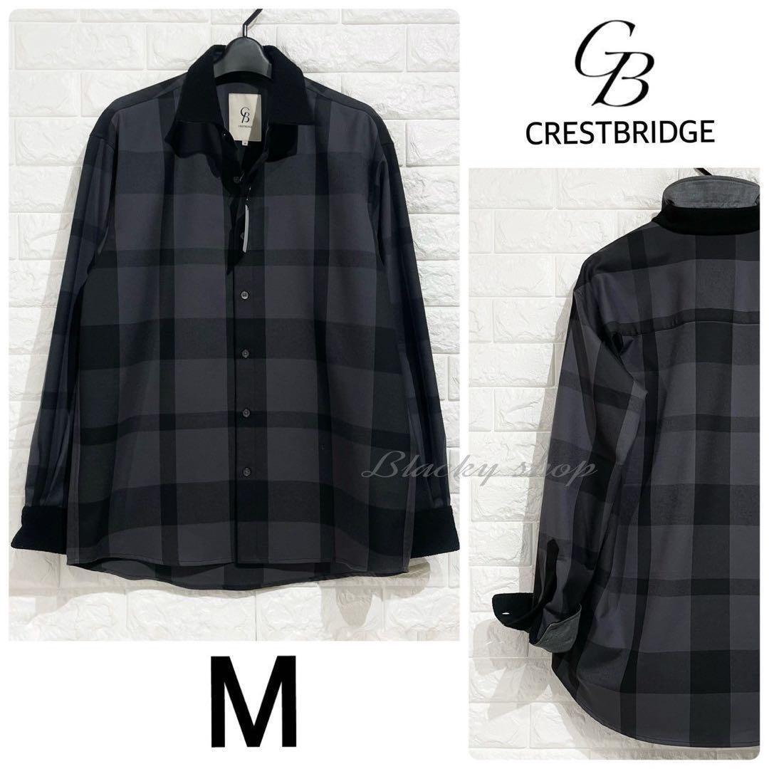 CB CRESTBRIDGE CB クレストブリッジ チェック ニット パーツ ネルシャツ 未使用品 ブラック M ブークレ 長袖拍卖