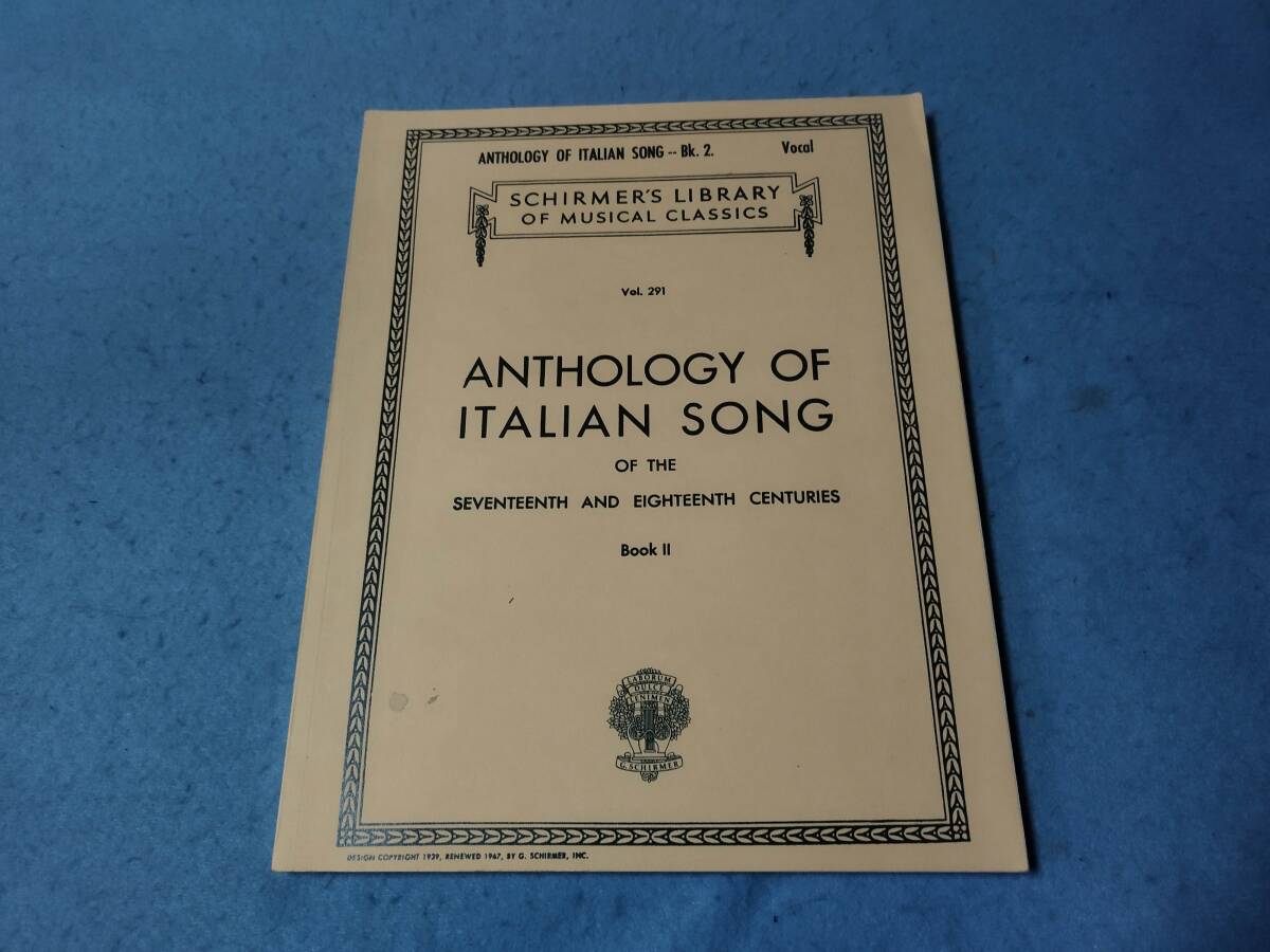 輸入ヴォーカル用楽譜 Anthology of Italian Song of the 17th And 18th Centuries: Book II  イタリアンソング クラシック拍卖