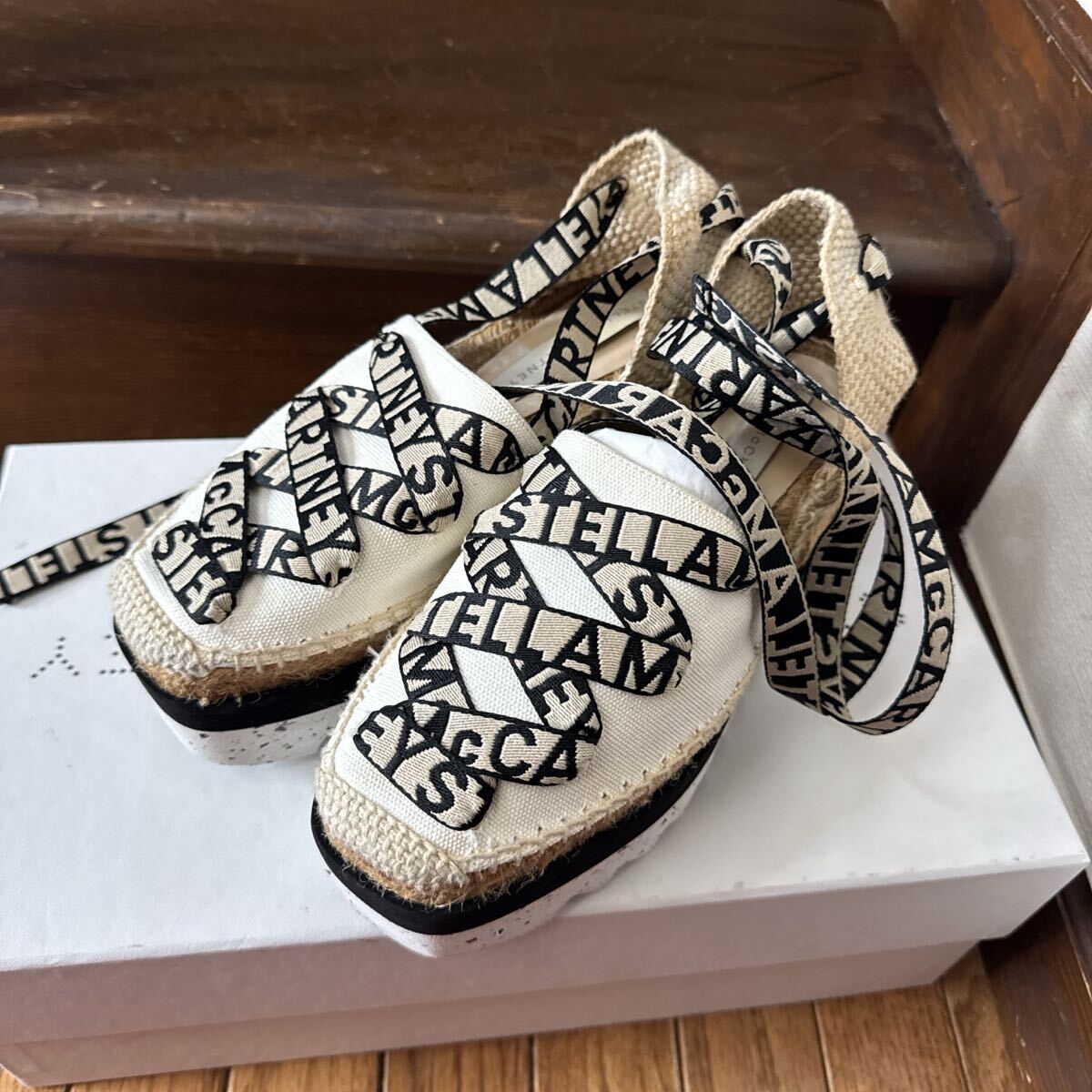 ステラマッカートニー サンダル 37 レースアップ ロゴ拍卖