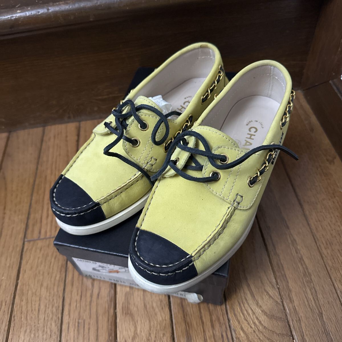 シャネル スニーカー 37 黄緑 チェーン拍卖
