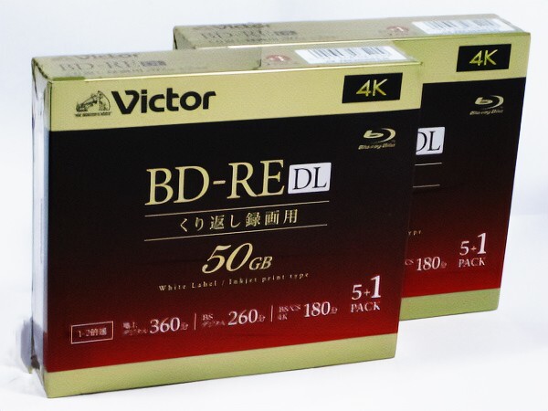 ■ ビクター ビデオ用 2倍速 BD-RE DL 50GB 6枚パック 2個セット (VBE260NP6J5)拍卖